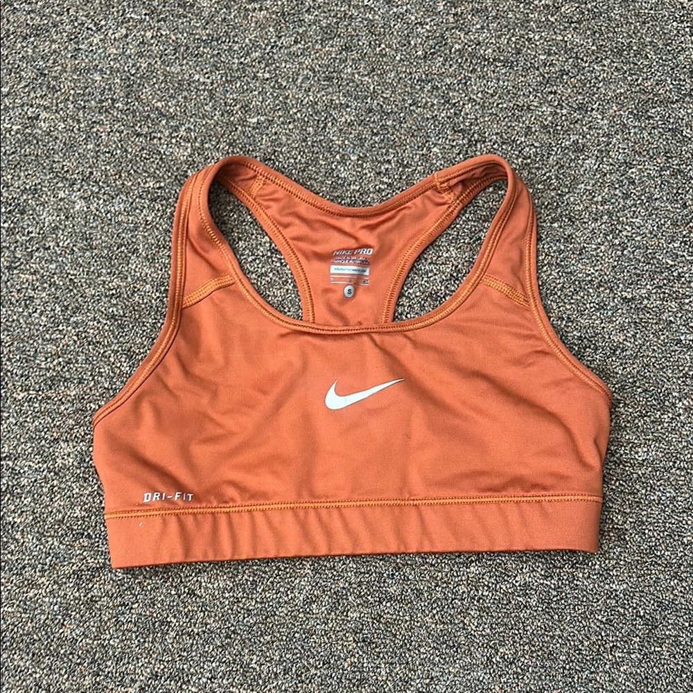 Nike Orange Racerback Sports Bra Moisture-Wicking